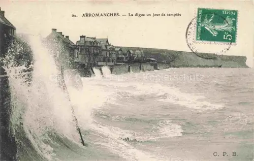 AK / Ansichtskarte Arromanches-les-Bains Bayeux 14 Calvados La digue un jour de tempête