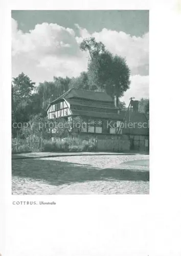 AK / Ansichtskarte COTTBUS Uferstrasse Fachwerkhaus Pflasterstrasse Spree Baeume Altstadt