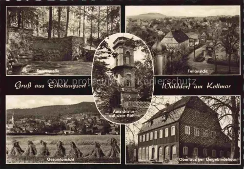 AK / Ansichtskarte Walddorf Oberlausitz Sachsen Spreequelle Kottmar-Turm Aussichtsturm Umgebindehaus Gesamtansicht Teilansicht Felder Wald Mehrbildkarte