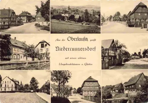 AK / Ansichtskarte Niedercunnersdorf Goerlitz Sachsen Umgebindehaeuser Dorfstrasse Gaerten Dorfpanorama Oberlausitz