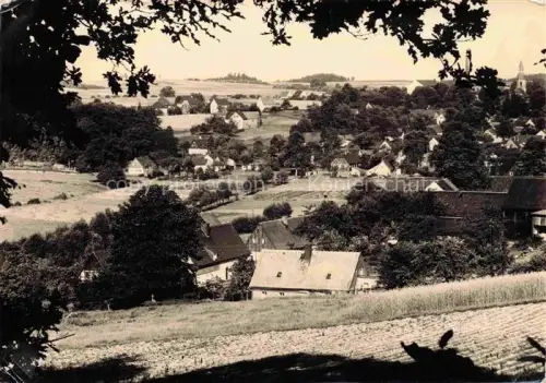 AK / Ansichtskarte Schoenbach Daun Panorama Dorfansicht Kirchturm Felder Huegel Baeume Erholungsort