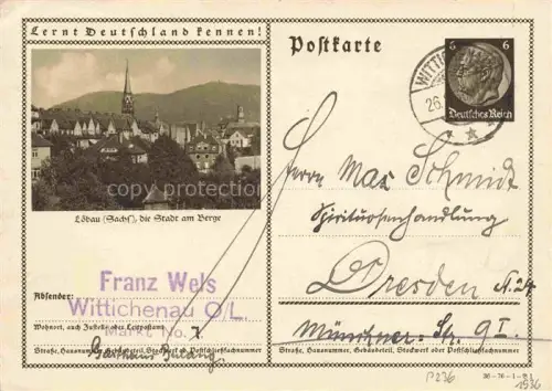 AK / Ansichtskarte Loebau Sachsen Ortsansicht Kirchturm Huegel Altstadt Lernt-Deutschland-kennen Deutsches-Reich Hindenburg