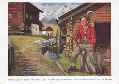 AK / Ansichtskarte Soelden  oetztal AT Gruener Franzl mit Berghof aus Soelden Gemaelde