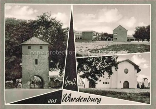 AK / Ansichtskarte Wardenburg Oldenburg Niedersachsen Alter Glockenturm Schule Kirche