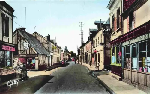 AK / Ansichtskarte La Bonneville-sur-Iton EVREUX 27 Eure Rue-Jean-Maréchal Strassenszene Café Union Fachwerkhaus Kirchturm Haendler Passanten