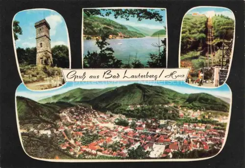 AK / Ansichtskarte Bad Lauterberg Osterode Harz Niedersachsen Aussichtsturm Odertalsperre Sessellift Ortschaft Berge Talblick