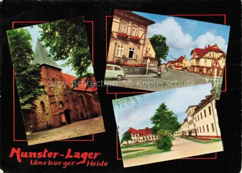 AK / Ansichtskarte Munster  oertze Hannover Kirche Wilh-Beckelmann-Strasse Kaserne Fachwerk Lueneburger-Heide Mehrbildkarte