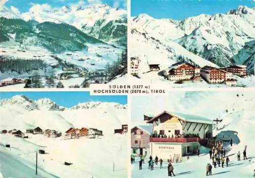 AK / Ansichtskarte Soelden  oetztal AT Hochsoelden Winterlandschaft Skigebiet Hotels Sporthaus Bergpanorama Skifahrer