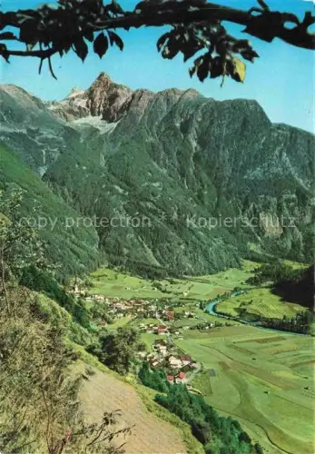 AK / Ansichtskarte Oetz oetz Tirol AT Acherkogel Tal Fluss Dorf Kirche Bergwiesen Felder Bergwald