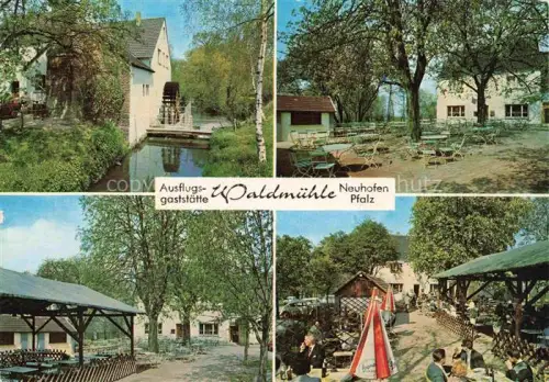 AK / Ansichtskarte Neuhofen Pfalz Rheinland-Pfalz Waldmuehle Ausflugsgaststaette Wasserrad Biergarten Terrasse Muehlenbach Birken Gaeste