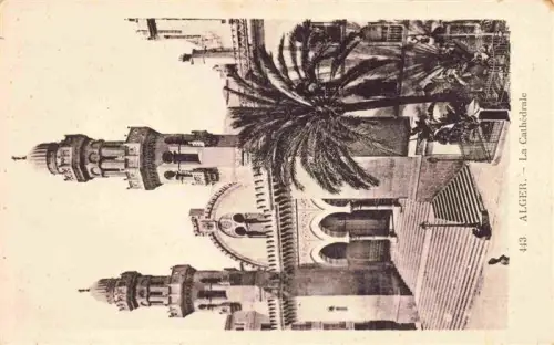 AK / Ansichtskarte ALGER  Algerie La-Cathédrale Kathedrale Treppen Palme Maurisch-Byzantinisch Tuerme Kuppeln