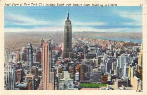 AK / Ansichtskarte NEW YORK City USA Empire-State-Building Skyline Manhattan Wolkenkratzer Luftaufnahme Stadtpanorama