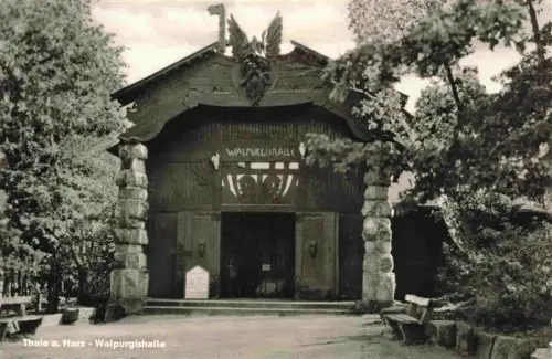 AK / Ansichtskarte Thale Harz Walpurgishalle Eingang Holzschnitzerei Adler Harz