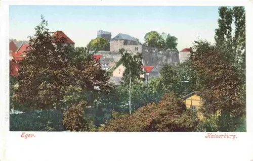 AK / Ansichtskarte Cheb Eger CZ Kaiserburg Burg Baeume Stadtansicht Tuerme