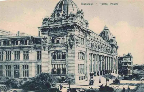 AK / Ansichtskarte Bucharest Palatul-Po?tei Postpalais Kuppel Prachtbau Pferdewagen Passanten Jugendstil