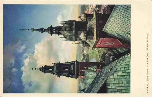 AK / Ansichtskarte Krakau KRAKOW PL Domtuerme Wawel-Dom Kathedrale Zwiebeldaecher Weichsel Stadtpanorama Daecher