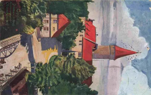 AK / Ansichtskarte Oppeln Oberschlesien OPOLE PL Piasten-Schloss Turm Schloss Baeume Weg Illustration