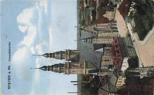 AK / Ansichtskarte SPEYER Rhein Rheinland-Pfalz Josephskirche Doppeltuerme Kirchturm Stadtansicht Daecher Platz