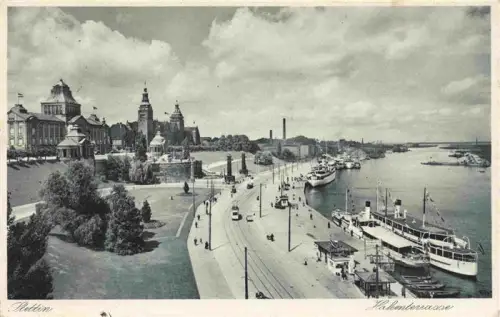 AK / Ansichtskarte Stettin SZCZECIN Pommern PL Hakenterrasse Wa?y-Chrobrego Hafen Dampfer Strassenbahn Oder Stadtpanorama