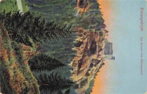 AK / Ansichtskarte Burg Kynast Sobieszow PL Burg-Kynast Hoellengrund Burgruine Felsen Nadelwald Riesengebirge