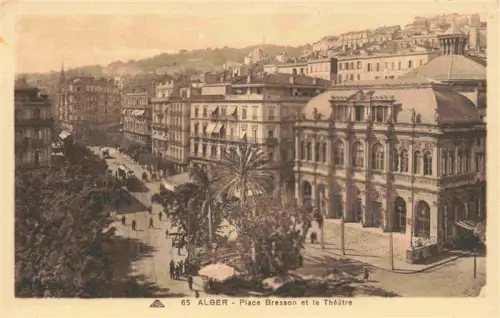 AK / Ansichtskarte ALGER  Algerie Place-Bresson Théâtre Boulevard Palme Stadtansicht Passanten Prachtbau