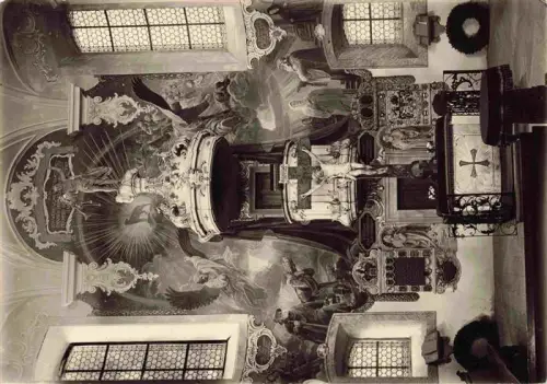 AK / Ansichtskarte Alfdorf Rems-Murr-Kreis BW Stephanuskirche Gedaechtnisbild Altar Kanzel Kruzifix Barockmalerei Kircheninneres