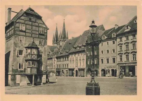 AK / Ansichtskarte Cheb Eger CZ Marktplatz Fachwerk Kirche Altstadt Geschaefte Laternen Giebel