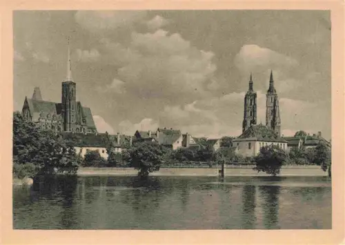 AK / Ansichtskarte WROCLAW Breslau PL Dominsel Dom Kathedrale Oder Fluss Kirche Tuerme Stadtansicht