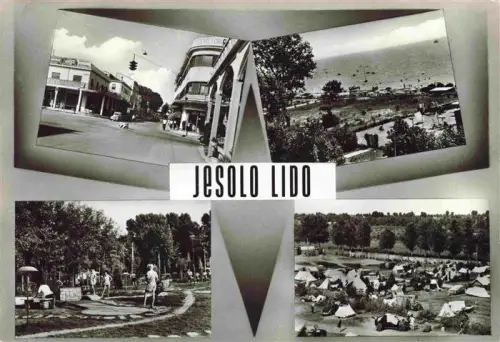 AK / Ansichtskarte Jesolo Lido Iesolo Veneto IT Jesolo-Lido Strand Strassenszene Camping Zelte Minigolf Park Meer
