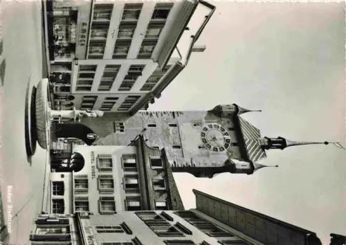 AK / Ansichtskarte BADEN  AG (Schweiz) Stadtturm Hotel-Engel Brunnen Marktgasse Uhrenturm Brunnen Geschaefte