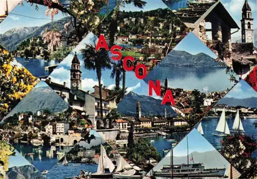 AK / Ansichtskarte Ascona Lago Maggiore TI Lago-Maggiore Uferpromenade Segelboote Kirche Palmen Mehrbildkarte Altstadt