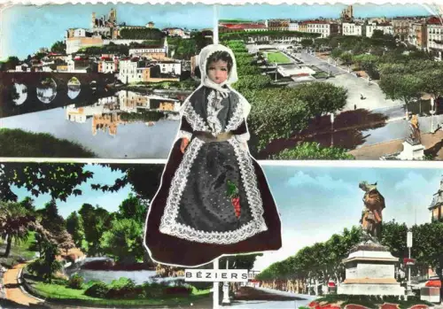AK / Ansichtskarte BEZIERS 34 Herault Pont Cathédrale-St-Nazaire Place-de-la-Citadelle Bitteroise-Tracht Lac-des-Cygnes Allées-Paul-Riquet Orb Denkmal Trachtenkleid