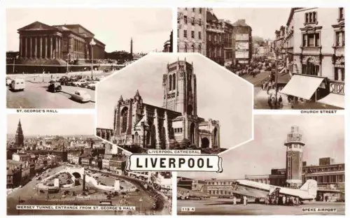 AK / Ansichtskarte LIVERPOOL  UK St-Georges-Hall Church-Street Liverpool-Cathedral Mersey-Tunnel Speke-Airport Mehrbildkarte