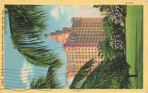 AK / Ansichtskarte MIAMI  Florida USA Everglades-Hotel Bayfront-Park Palmen Hochhaus Blumen Rasen Turm