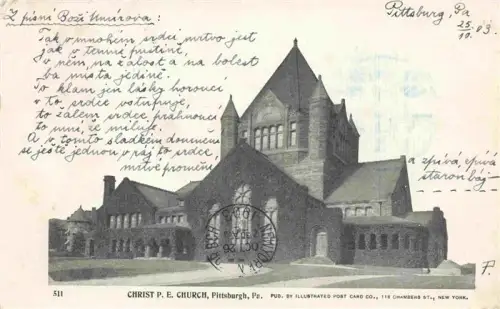 AK / Ansichtskarte PITTSBURGH  Pennsylvania USA Christ-P-E-Church Kirche Backsteinkirche Turm gotisch Kirchengebaeude