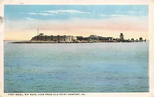 AK / Ansichtskarte Hampton Virginia USA Fort-Wool Rip-Raps Festung Insel Chesapeake-Bay Wasserturm Mole Kuestenbefestigung