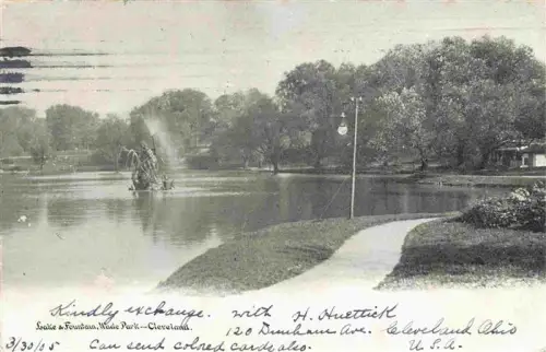 AK / Ansichtskarte CLEVELAND Ohio USA Wade-Park Fontaene Teich Park Baeume Parkweg Brunnen