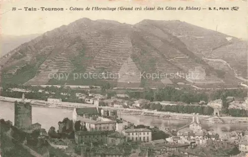 AK / Ansichtskarte Tain-l Hermitage VALENCE 26 Drome Coteau-de-l Hermitage Weinberge Rhône Panorama Tuerme Haeuser Bruecke Côtes-du-Rhône