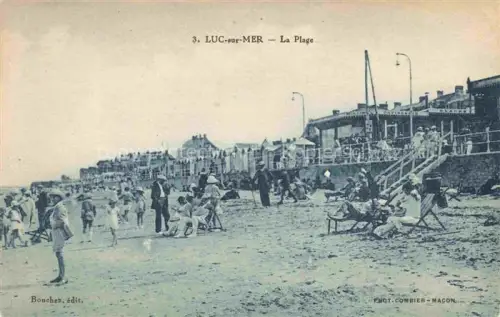 AK / Ansichtskarte LUC-SUR-MER CAEN 14 Calvados Plage Strand Badegaeste Strandkoerbe Haeuser Papeterie Meerkueste