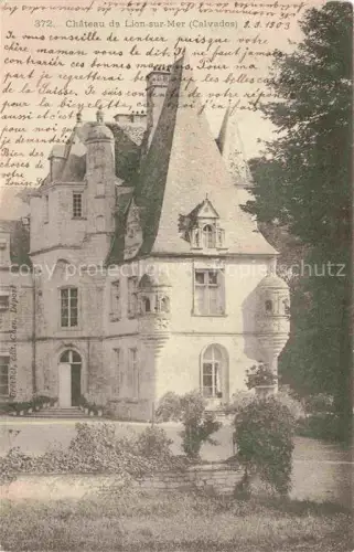 AK / Ansichtskarte Lion-sur-Mer CAEN 14 Calvados Château Schloss Tuerme Fassade Baeume Park Erkertuerme