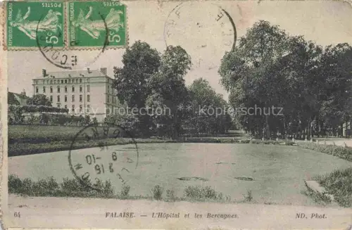 AK / Ansichtskarte Falaise  CAEN 14 Calvados Hôpital Bercagnes Park Allee Baeume Teich Krankenhaus