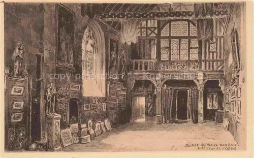 AK / Ansichtskarte HONFLEUR Lisieux 14 Calvados Musée-du-Vieux-Honfleur Intérieur-de-l Eglise Kirchenschiff Gemaelde Skulpturen Madonnenfigur Zeichnung