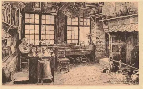 AK / Ansichtskarte HONFLEUR Lisieux 14 Calvados Musée-du-Vieux-Honfleur Chez-le-Marchand Interieur Kaufmann Toepferwaren Kamin Zeichnung