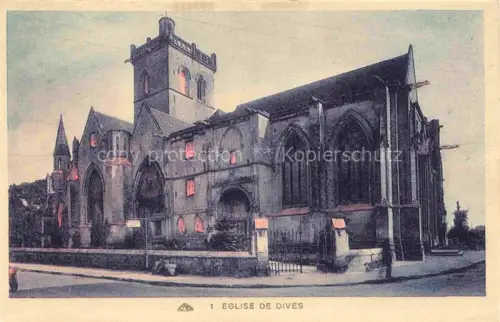 AK / Ansichtskarte Dives-sur-Mer CABOURG LISIEUX 14 Calvados Eglise-de-Dives Kirche Gotik Turm Grand-Rue-Strasbourg koloriert