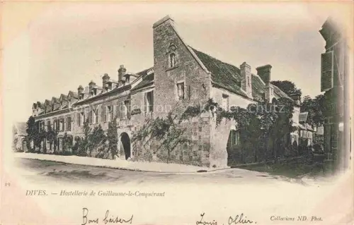 AK / Ansichtskarte Dives-sur-Mer CABOURG LISIEUX 14 Calvados Hostellerie-de-Guillaume-le-Conquérant Herberge Mittelalter Fachwerkhaus Strassenecke Rue-de-Lens S/W-Fotokarte