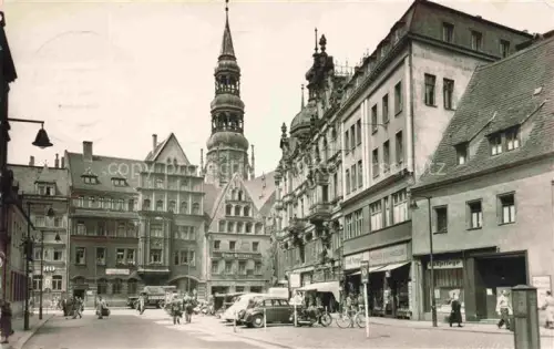 AK / Ansichtskarte ZWICKAU  Sachsen Hauptmarkt Dom-zu-St-Marien Kirchturm Strassenszene Geschaefte Fahrzeuge Passanten