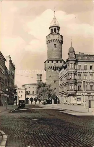 AK / Ansichtskarte GoeRLITZ  Sachsen Reichenbacher-Turm Stadtturm Strassenszene Kopfsteinpflaster Wohnhaeuser
