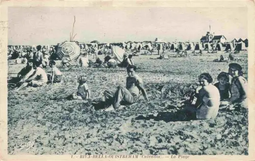 AK / Ansichtskarte RIVA-BELLA  Ouistreham CAEN 14 Calvados Plage Strandszene Sonnenschirm Badegaeste Sand Kinder Badehuetten