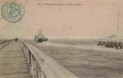 AK / Ansichtskarte OUISTREHAM Caen 14 Calvados Sortie-des-Jetees Mole Dampfschiff Meer Hafen Pier