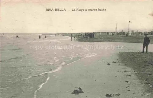AK / Ansichtskarte RIVA-BELLA  Ouistreham CAEN 14 Calvados Plage Hochflut Meer Sand Badehuetten Badegaeste Wellen